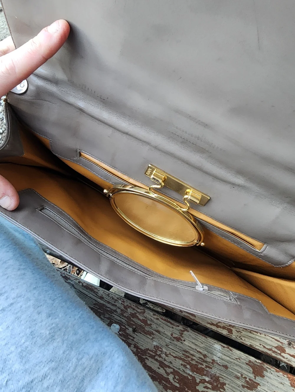 Men's Leather Wristlet Clutch - Taupe